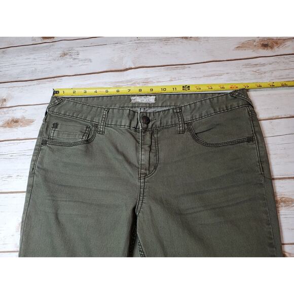 FREE PEOPLE Womens 31 Jeans Straight Leg Mid Rise Olive Green Distressed Denim - Picture 8 of 11